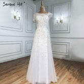 White Beaded Sexy Evening Dresses Gowns 2025 One Shoulder A-Line For Women Wedding Party LA71293