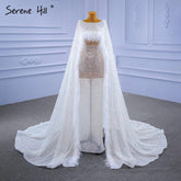 White High-end Luxury Evening Dresses Gowns 2025 Beaded Feather Cape Sleeve For Women Party HM67305
