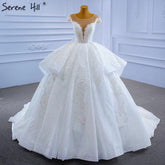 White Luxury High-end Wedding Dresses 2025 Beaded Pearl Lace Up Bride Gowns HM67306 Custom Made