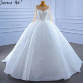 White Luxury High-end Wedding Dresses 2025 Beaded Pearls Sparkle Bride Gowns HM67293 Custom Made