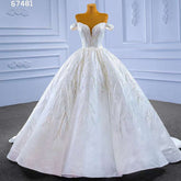 White Sexy Off Shoulder Luxury Beaded Lace Up Bride Gowns Wedding Dress 2025 High End Custom Made HM67481