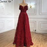 Wine Red A-Line Luxury Evening Dresses Gowns 2025 Crystal Sweetheart Sexy For Women Party LA71025