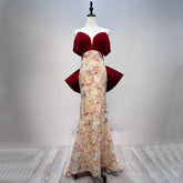 Wine Red Classic Mermaid Evening Dresses 2025 Dubai Formal Gowns for Women Party LA72118