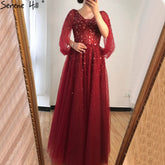 On Sale No Return No Refund Wine Red Luxury Evening Dresses Gowns 2025 A-Line Beaded Sexy For Women Party Dress LA70855