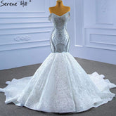 Wit Kralen Diamond Wedding Dresses 2025 Mermaid Elegant Luxe Bruid Toga HM67385 Custom Made