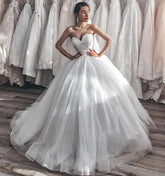 Sexy Sweetheart Tulle Wedding Dresses Sleeveless Backless A-Line Princess Wedding Gown With Lace Up Back vestido de noiva