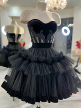 Vestidos cortos negros para baile de bienvenida, con encaje, varillas expuestas, minivestidos de fiesta con pompones, falda tutú de tul, conjuntos góticos de graduación Y2615