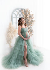 Off Shoulder Tulle Maternity Robe for Photo Shoot