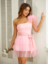 Robe bustier en tulle avec ceinture asymétrique, robe courte/mini SYH50