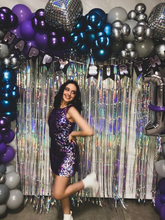 Vestido morado sin mangas para fiesta de cumpleaños, minivestido para baile de bienvenida Y5874
