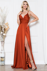 Spaghetti Strap Bridesmaid Dress With Slit Long Maid Of Honor Dresses VMB77