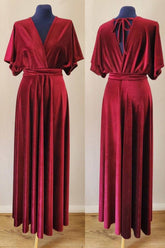 Burgundy Velvet Bridesmaid Dress VMB70