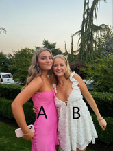 Vestido corto rosa sin tirantes para fiesta de bienvenida Y2228