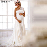 White Off Shoulder Chiffon Sexy Wedding Dresses Pregnant Photography Simple Bridal Gowns 2025 HA2216 Custom Made
