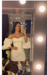 Lindo vestido blanco de manga corta para baile de bienvenida, vestido blanco de fiesta Y7130