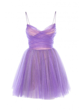 Robe de bal de promo trapèze à fines bretelles en tulle, robe mignonne pour une fête d'anniversaire Y2512