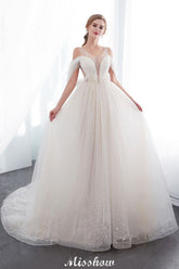 A-line Sleeveless Floor Length Lace Ivory Wedding Dress