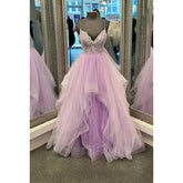 Robe de bal trapèze sans manches avec bretelles et appliques en tulle