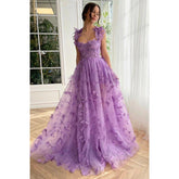 A Line Sweetheart 3d Lace Long Prom Dress with Slit
