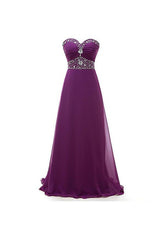A-line Sweetheart Chiffon Long Prom Dresses Evening Dresses PG249