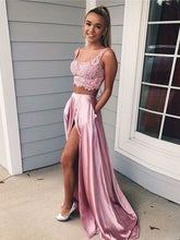 Vestidos de fiesta de dos piezas de corte A/elegantes sin mangas con apliques cuadrados en satén tipo seda