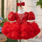 Sequins Tulle Knee-length Toddler Baby Birthday Party Dress