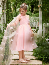 A-line Organza Tea-length Pink Dress (010220821)