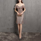 V Neck Little Evening Dress – Elegant Short Socialite Nightclub Women's Party Dress