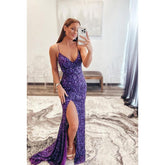 Vestido de fiesta sin mangas con espalda descubierta, tirantes finos y lentejuelas