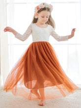 Angelic White Lace A-Line Long Sleeve Tulle Flower Girl Dress