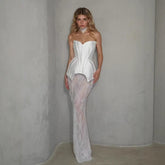 Robe de bal vintage à bandage ornée de fleurs