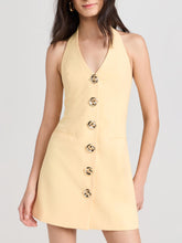 Vestido camisero elegante con tirantes colgantes al cuello