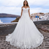 Sweetheart Wedding Dress Appliques A Line Wedding Gowns Off Shoulder Lace Up Vestidos De Noiva Mariage Princess