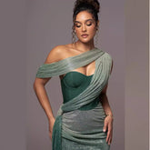 Solid Color Sleeveless Strapless Slit Prom Dress