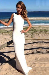 Backless Sheath Chiffon Long Prom Dresses Evening Dresses