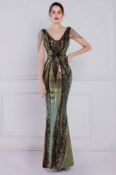 Sheath Sequins Prom Dress with Fringes