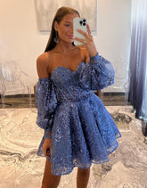 Vestido de fiesta de línea A con escote corazón