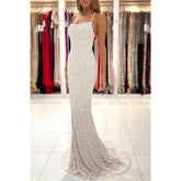 Robe de bal longue à paillettes unique