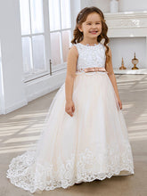 Ball-Gown/Princess Tulle Sweep Train Ivory Flower Girl Dress
