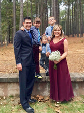 Baoleely Sleeveless Long V-Neck Chiffon Bridesmaid Dresses Burgundy