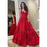 Vestido formal de fiesta con volantes, corte A, clásico y atemporal
