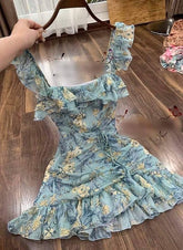 Vestido corto floral para fiesta de bienvenida, vestido de playa Y744