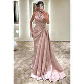 Sheath/Column One Shoulder Satin Pleats Sleeveless Party Dress