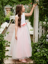 A-line 3D Flower Satin Tulle Ankle-length Flower Girl Dress