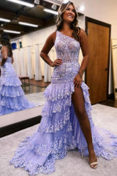 Amazing Column Satin Sleeveless Prom Dress With Ruffles Split