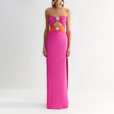 Sexy Cutout Strapless Sunflower Prom Dress