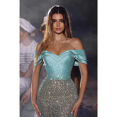 Sheath/column Off Shoulder Beads Sparkly Prom Party Dress