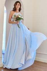 Light Chiffon Long Prom Dress with Lace