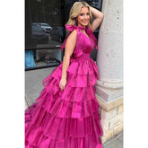 Vestido de fiesta largo con escote en V y lazos para noche