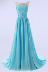 Elegant A-line Scoop Bridesmaid/Prom Dresses with Beading PG 206